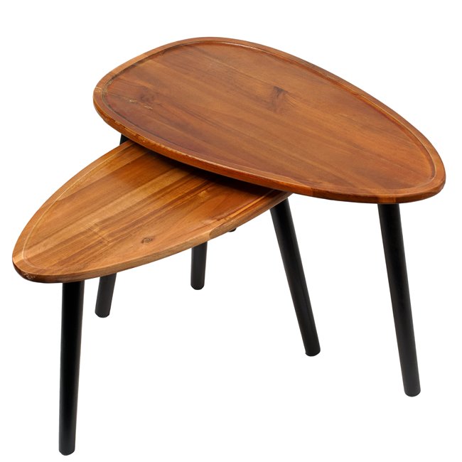 Приставной стол комплект Gigogne, акация/сосна дерево, H40x60x39cm, H31x50x34.5cm