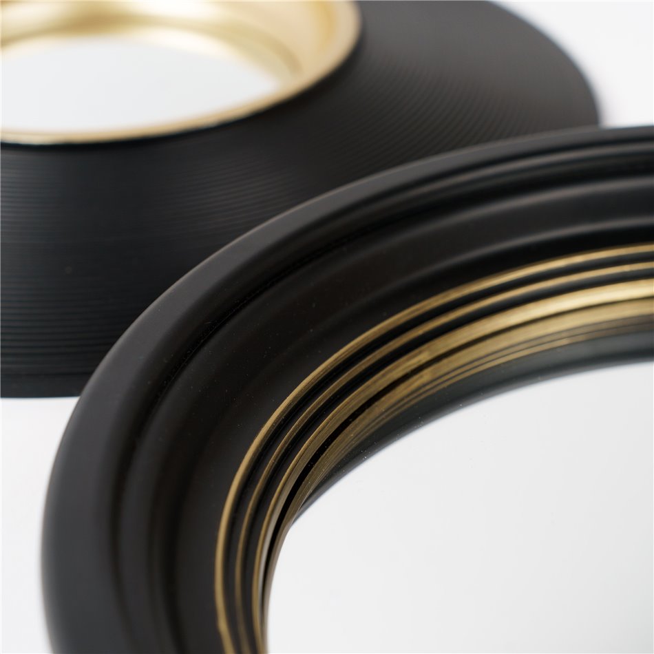Seina peegel Convex, komplekt 3 tk., must/kuldne värv, D25.5x2.5cm