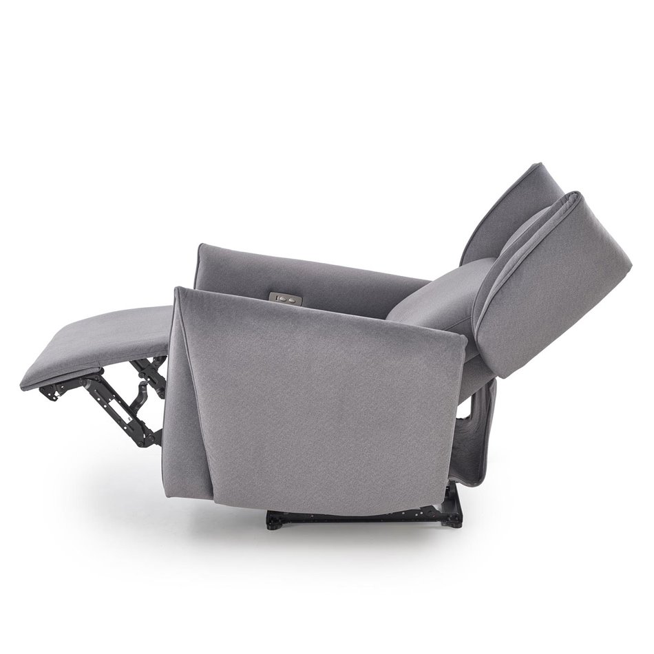 Electric recliner Helato, grey, polyester/metal/wood, H109-95x83x91-161cm, seat height 48-53cm