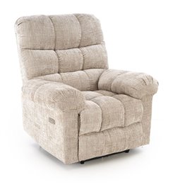 Electric recliner Hamore, beige, polyester/metal/wood, H86-100x105x100-168cm, seat height 50-55cm