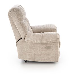 Electric recliner Hamore, beige, polyester/metal/wood, H86-100x105x100-168cm, seat height 50-55cm