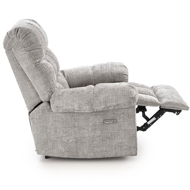 Electric recliner Hamore, grey, polyester/metal/wood, H86-100x105x100-168cm, seat height 50-55cm