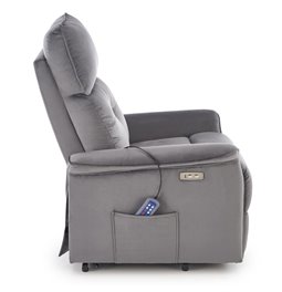 Electric recliner with massage function Hemiro, grey, H108-90x80x90-160cm, seat height 51-52cm