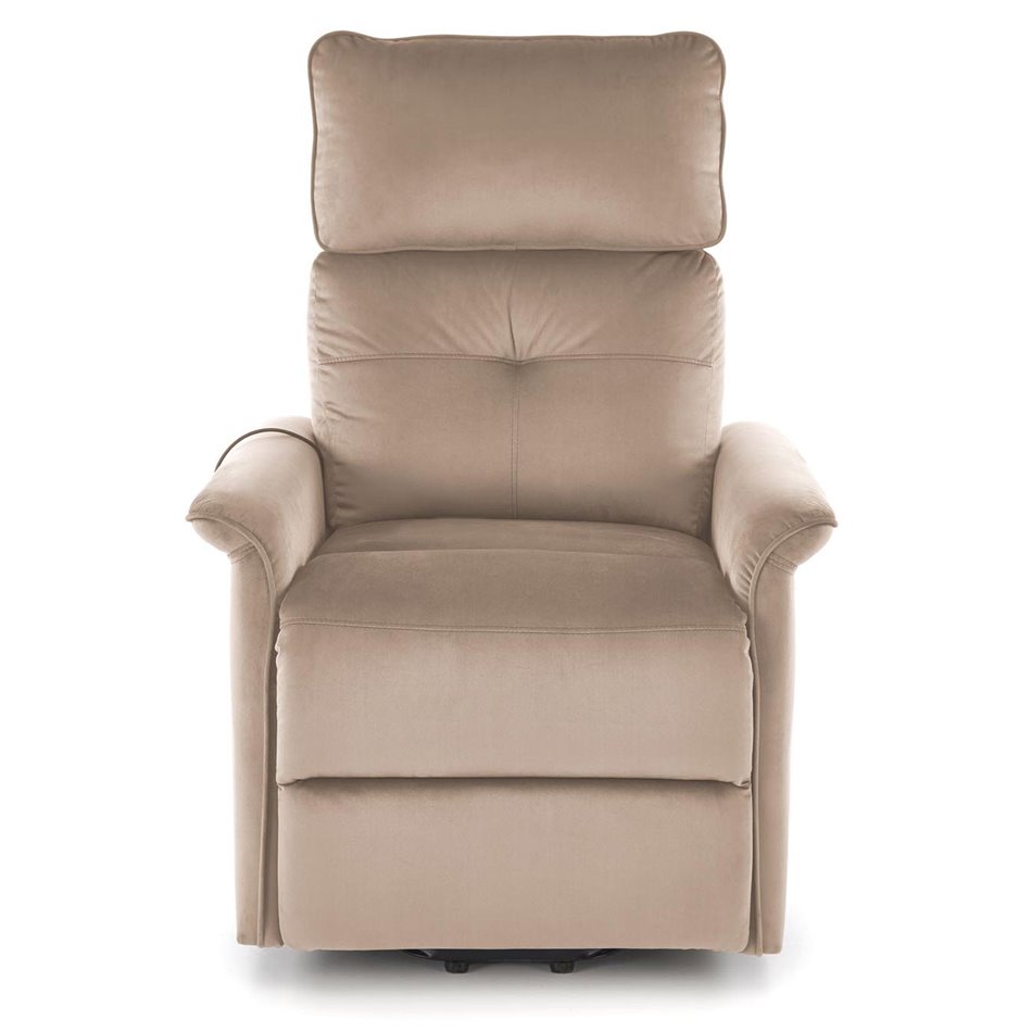 Electric recliner with massage function Hemiro, beige, H108-90x80x90-160cm, seat height 51-52cm