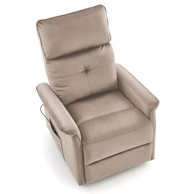 Electric recliner with massage function Hemiro, beige, H108-90x80x90-160cm, seat height 51-52cm