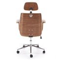 Office chair Himber, walnut/beige color, eco leather, H114-122x72x68cm, seat height 46-54cm