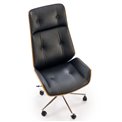 Office chair Hebstero, walnut/black color, eco leather, H114-122x65x60cm, seat height 46-54cm