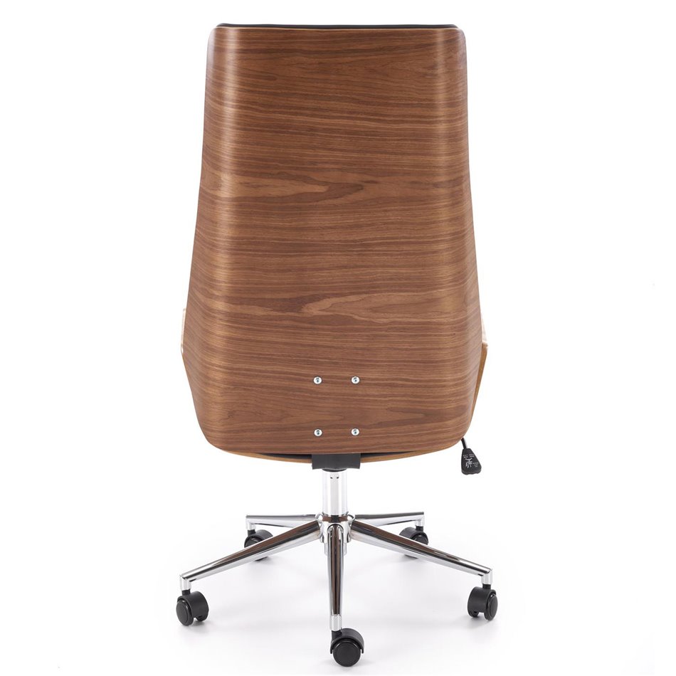 Office chair Hebstero, walnut/black color, eco leather, H114-122x65x60cm, seat height 46-54cm