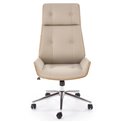 Office chair Hebstero, walnut/beige color, eco leather, H114-122x65x60cm, seat height 46-54cm