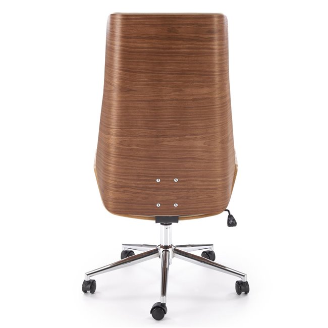 Office chair Hebstero, walnut/beige color, eco leather, H114-122x65x60cm, seat height 46-54cm
