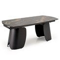 Extendable dining table Horum, black, sintered stone/steel, 180-260x90cm H76cm 