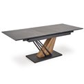 Extendable dining table Holant, black/oak pattern/gold colors,, 140-180x90cm H76cm 