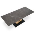 Extendable dining table Holant, black/oak pattern/gold colors,, 140-180x90cm H76cm 