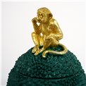 Декоративная посуда с крышкой Monkey, зеленый/золотой цвет, H29.5cm, D20cm
