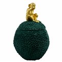 Декоративная посуда с крышкой Monkey, зеленый/золотой цвет, H29.5cm, D20cm