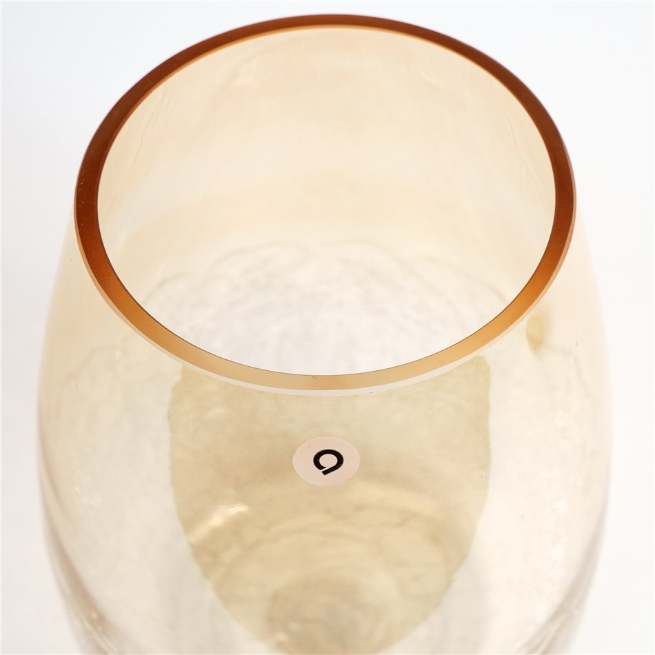 Vase Alexis cracle, glass, beige, H25cm, D19cm