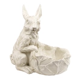 Decorative tray Rabbit, white, H26x18.5x26.8cm