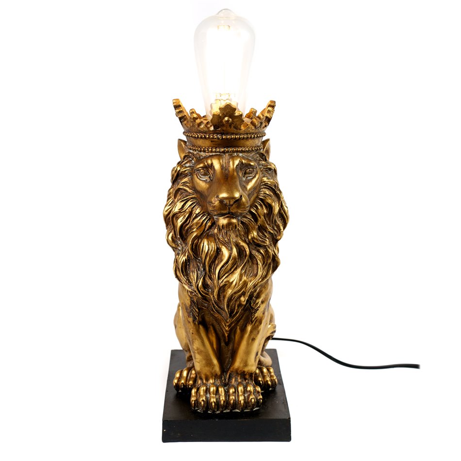 Laualamp Lion, must/kuldne värv, H42.5x21x14cm, E27 40W