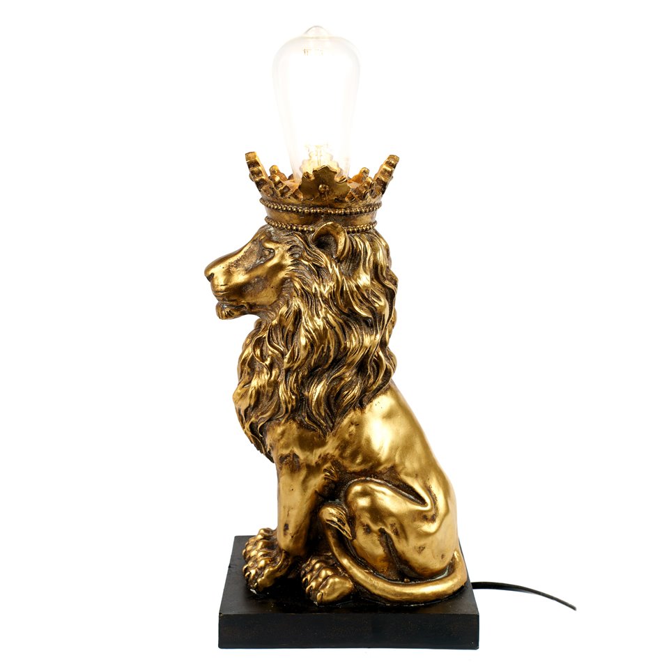 Laualamp Lion, must/kuldne värv, H42.5x21x14cm, E27 40W