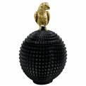 Deco figurine box with lid Bird, black/gold color, H28.2cm, D17cm