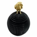 Deco figurine box with lid Bird, black/gold color, H28.2cm, D17cm