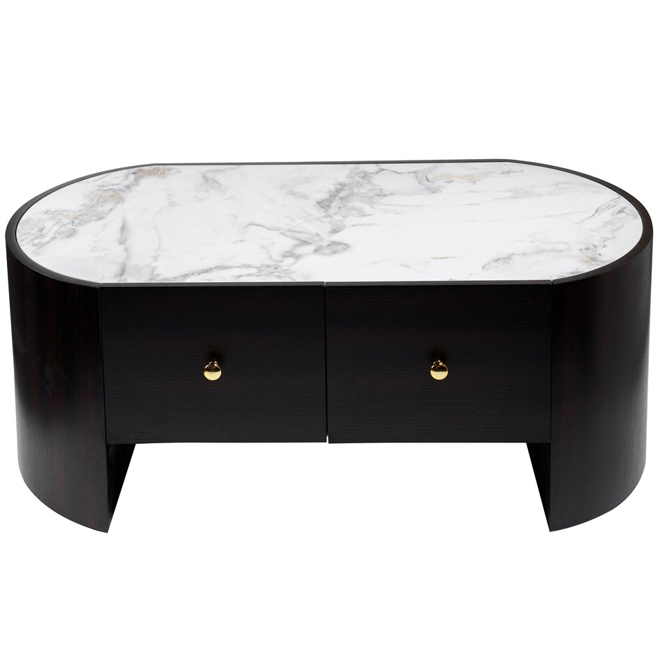 Coffee table Romanna COFF, 12mm sintered stone/oak veneer, H45x120x60cm