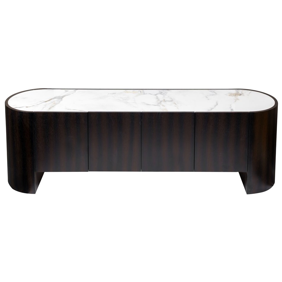 TV stand Romanna TV, 12mm sintered stone/oak veneer, H55x180x42cm