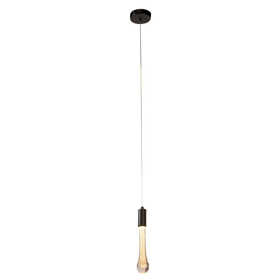 Pendant lamp Selva 1,  transparent/black, H30-150cm, D10cm, LED 5W, 3000K-6000K, 500lm