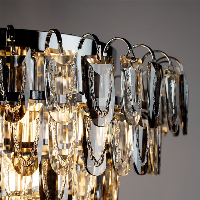 Pendant lamp Seaton 12, gray/chrome color, H46-100cm, D50cm, E14x12 40W(MAX)