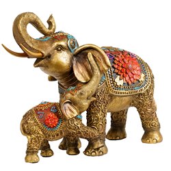 Deco figurine 2 Elephants, H25x32x15.5cm