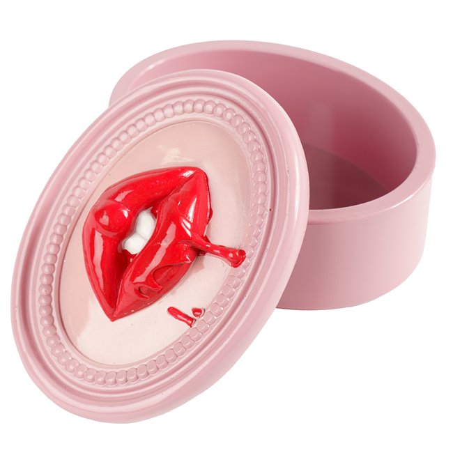 Jewelry box Lips, pink/red, H9cm, D15cm