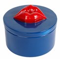 Jewelry box Lips, blue/red, H10cm, D13cm