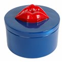 Jewelry box Lips, blue/red, H10cm, D13cm