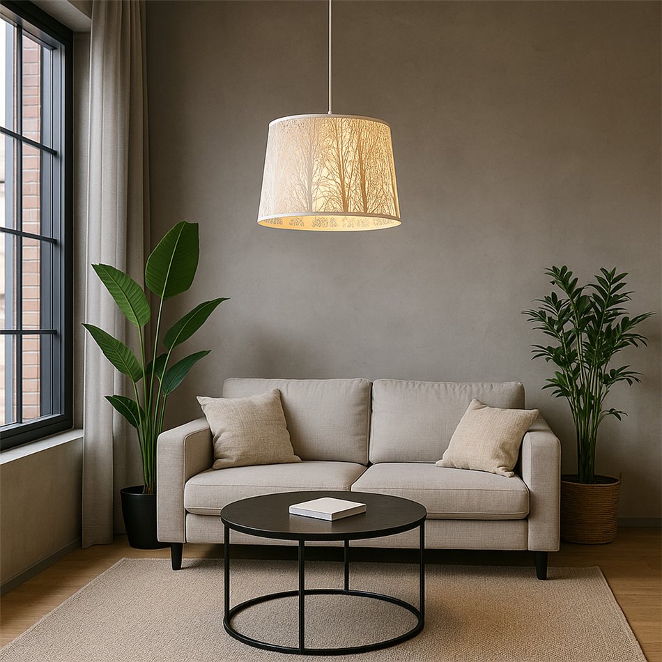 Pendant lamp Labosca, beige/golden, E27 60W(MAX), H30-110cm D35cm