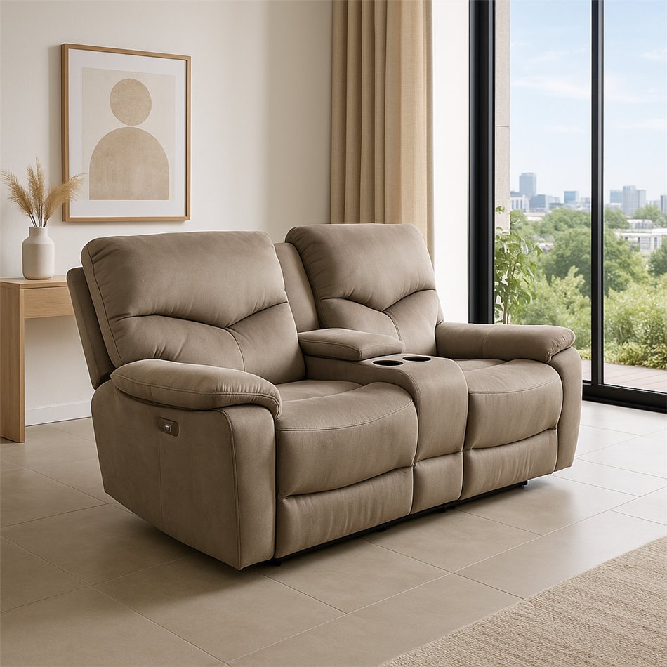 Двойной реглайнер Obernburg, серый,  электрическая регулировка, H105cm L 105-165cm W189cm, высота сиденья 51cm