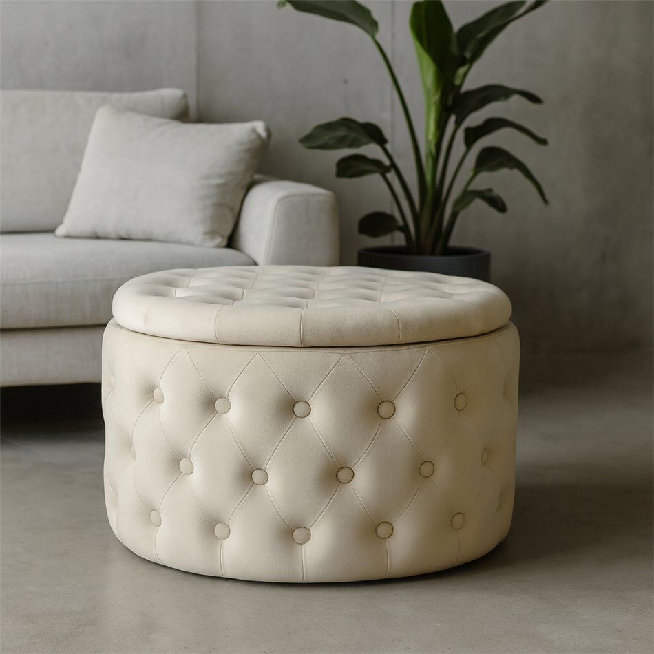 Panipaigaga tumba Lailly Roundi, pärlivärvi, samet, D60cm H42cm