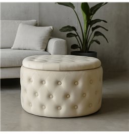 Pouf with storage Lailly Round, perl color, velvet, D60cm H42cm