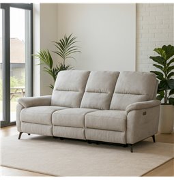 Three-seater electric recliner Olleo, light gray, H101x200x103-158cm, seat height 54cm