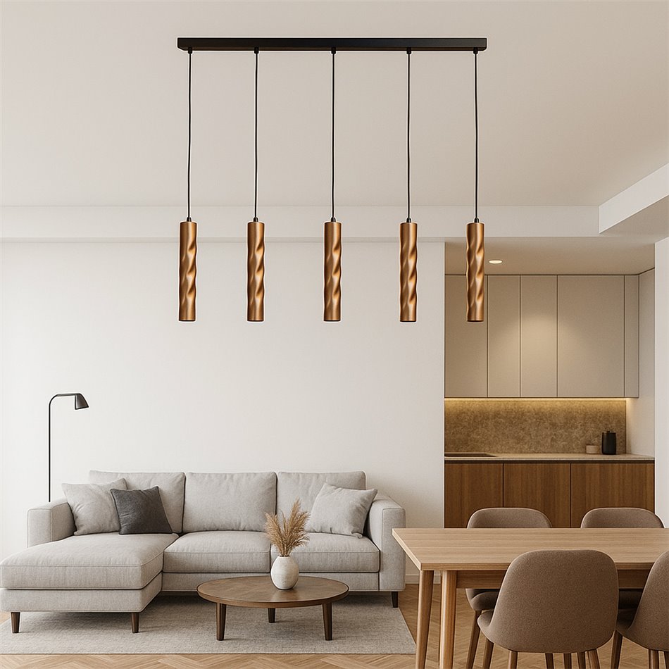 Pendant lamp Imalla Coffe Gold, H55-235x120x5.5cm, GU10x5 5W(MAX)