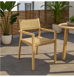 Armchair TEMEIRA, acacia, H82x61x57cm, seat height 46.5cm