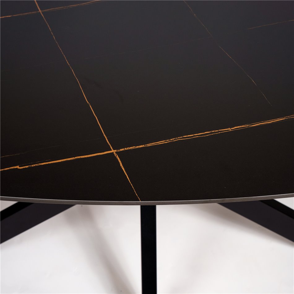 Dining table Bernardino, dark gloss ceramic, 160x90cm H76cm