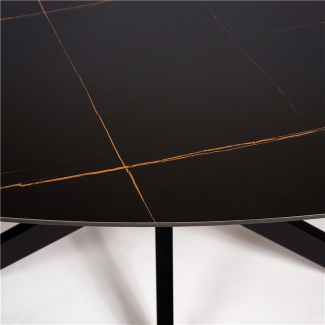 Dining table Bernardino, dark gloss ceramic, 160x90cm H76cm