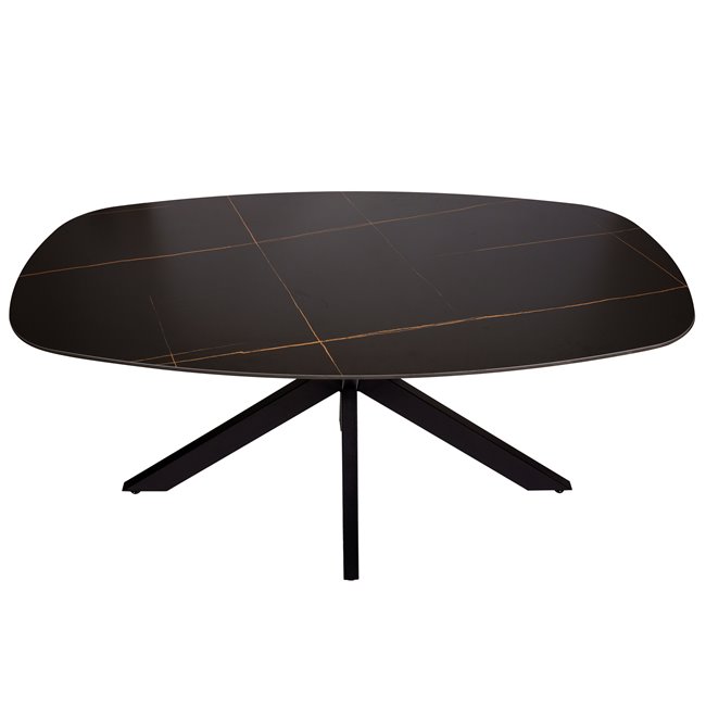 Dining table Bernardino, dark gloss ceramic, 160x90cm H76cm