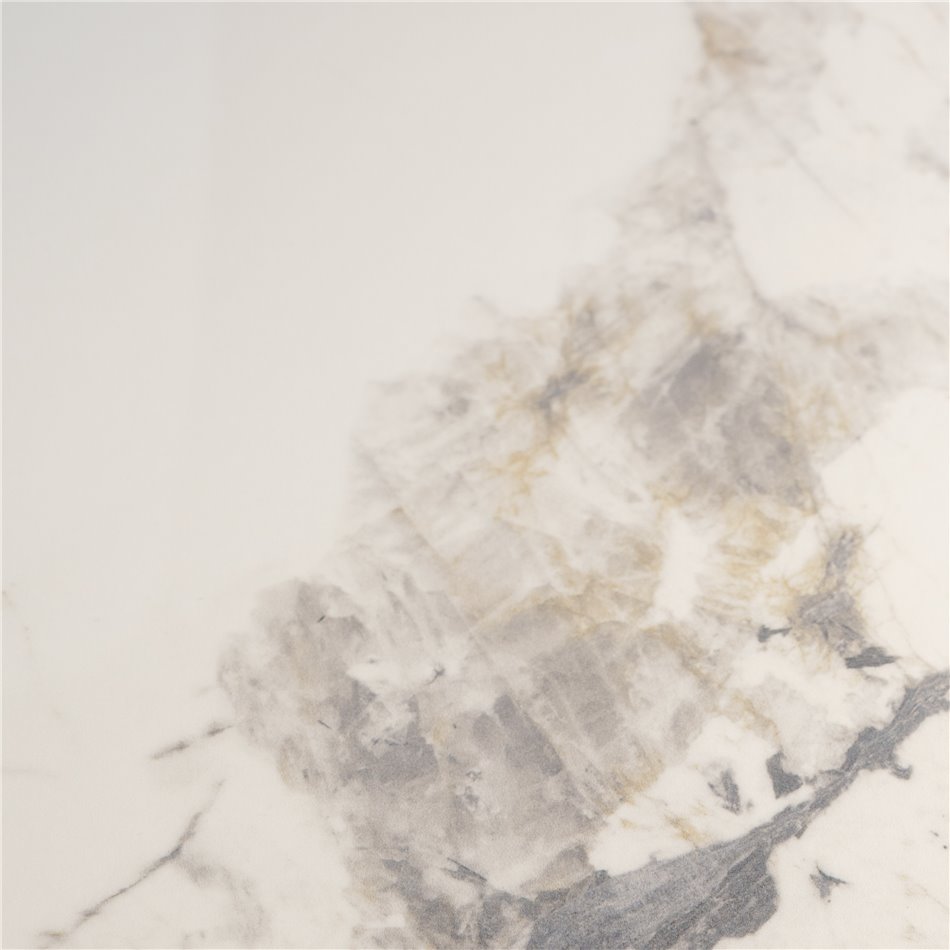 Круглый обеденный стол Larne, 12mm спеченный камень/MDF/металл, белый, D130cm H76cm