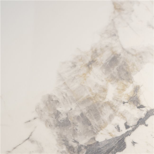 Круглый обеденный стол Larne, 12mm спеченный камень/MDF/металл, белый, D130cm H76cm