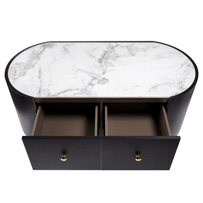 Coffee table Romanna COFF, 12mm sintered stone/MDF/oak veneer, H45x120x60cm