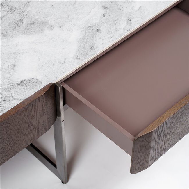 Kohvilaud Rondola COFF, paagutatud kivi/MDF/saar spoon/metall, H45x130x70cm