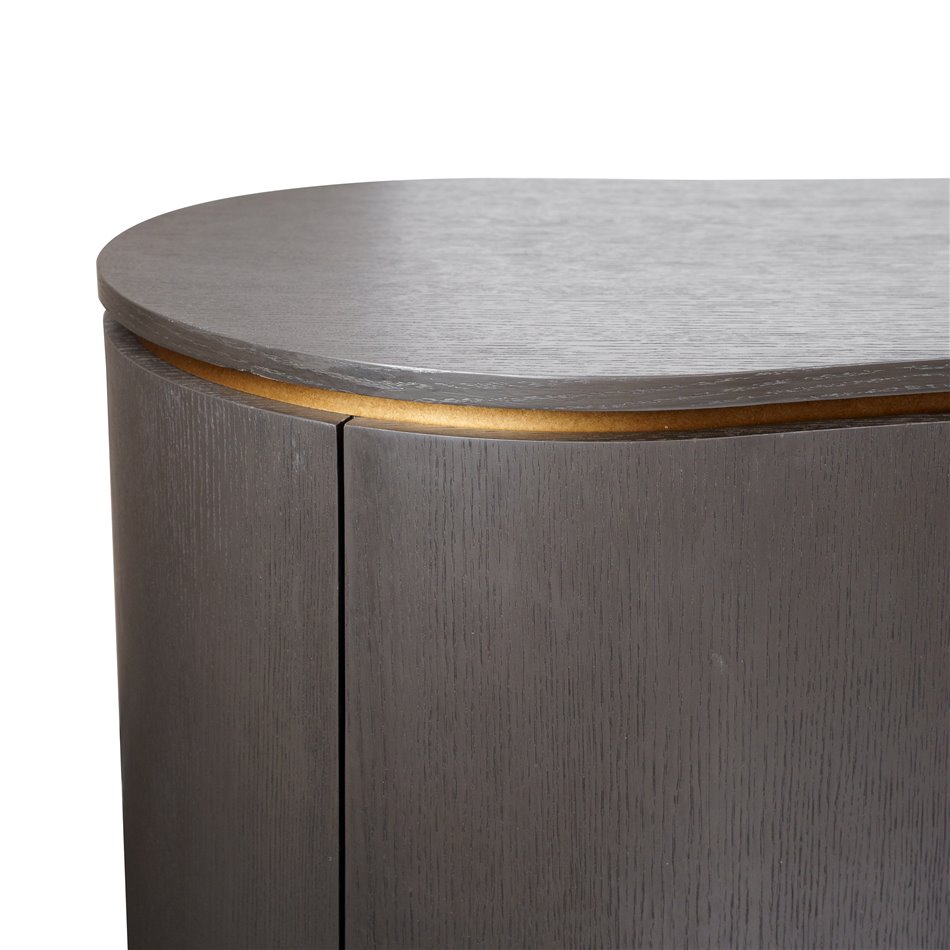 Puhvetkapp Ramma SB, tamme spoon/MDF/metall, hall/kuldne värv, H80x180x48cm