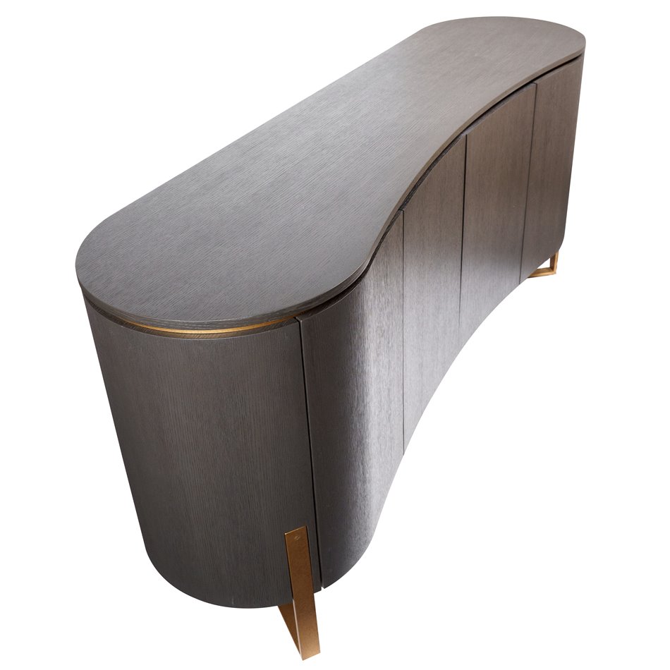 Puhvetkapp Ramma SB, tamme spoon/MDF/metall, hall/kuldne värv, H80x180x48cm