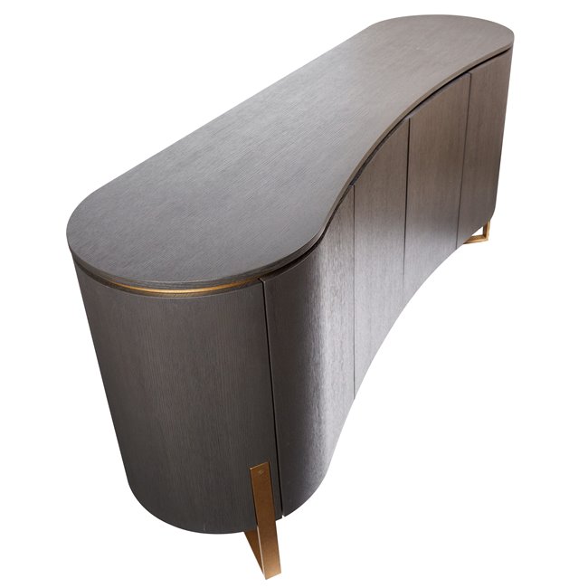 Puhvetkapp Ramma SB, tamme spoon/MDF/metall, hall/kuldne värv, H80x180x48cm